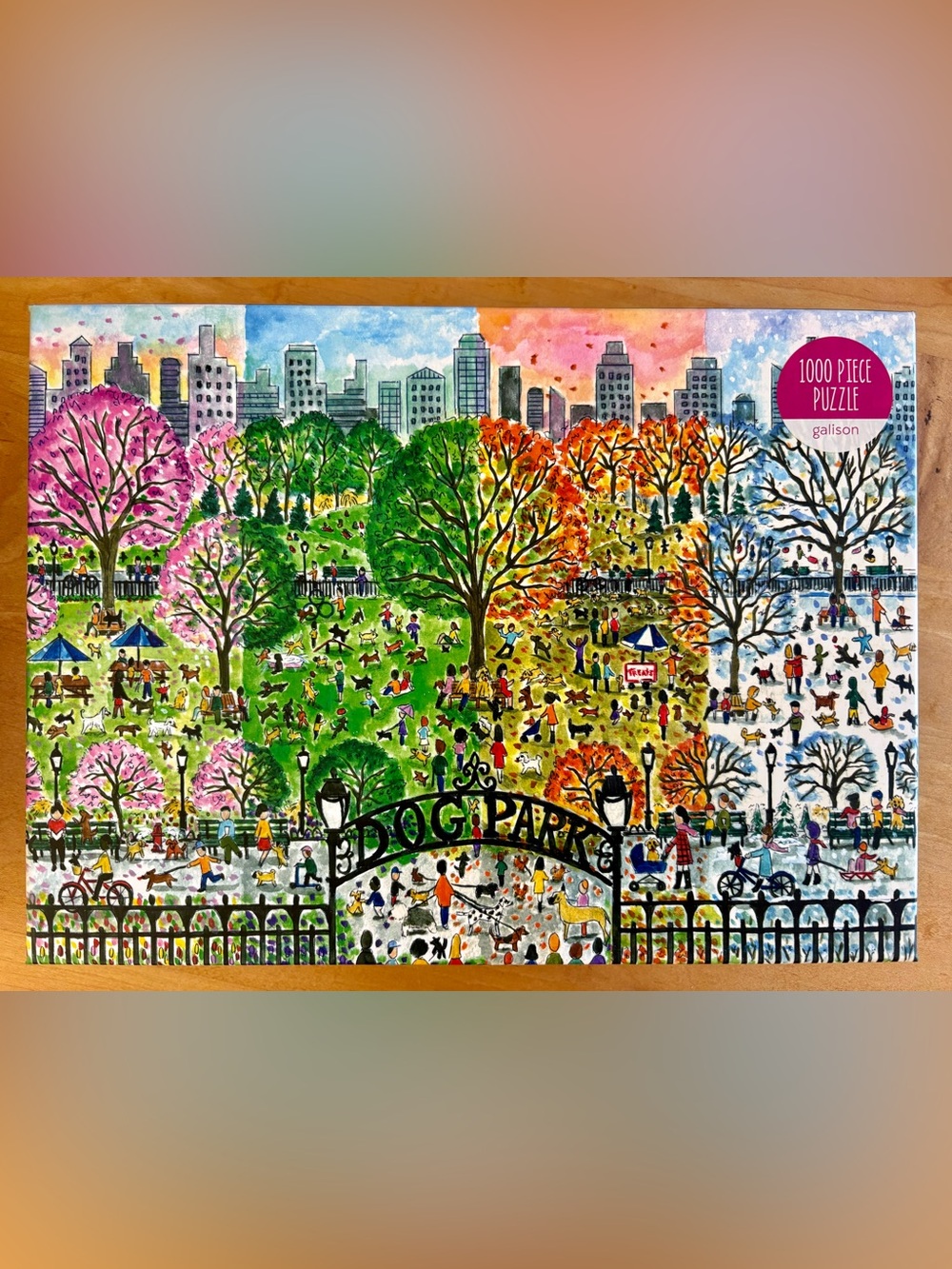 Galison Dog Park in Four Seasons 1000-Piece Puzzle